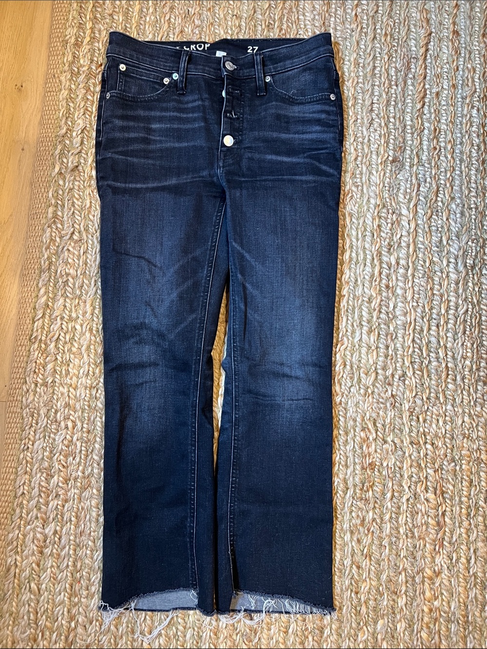 J. Crew faded black, Demi boot cropped raw hem